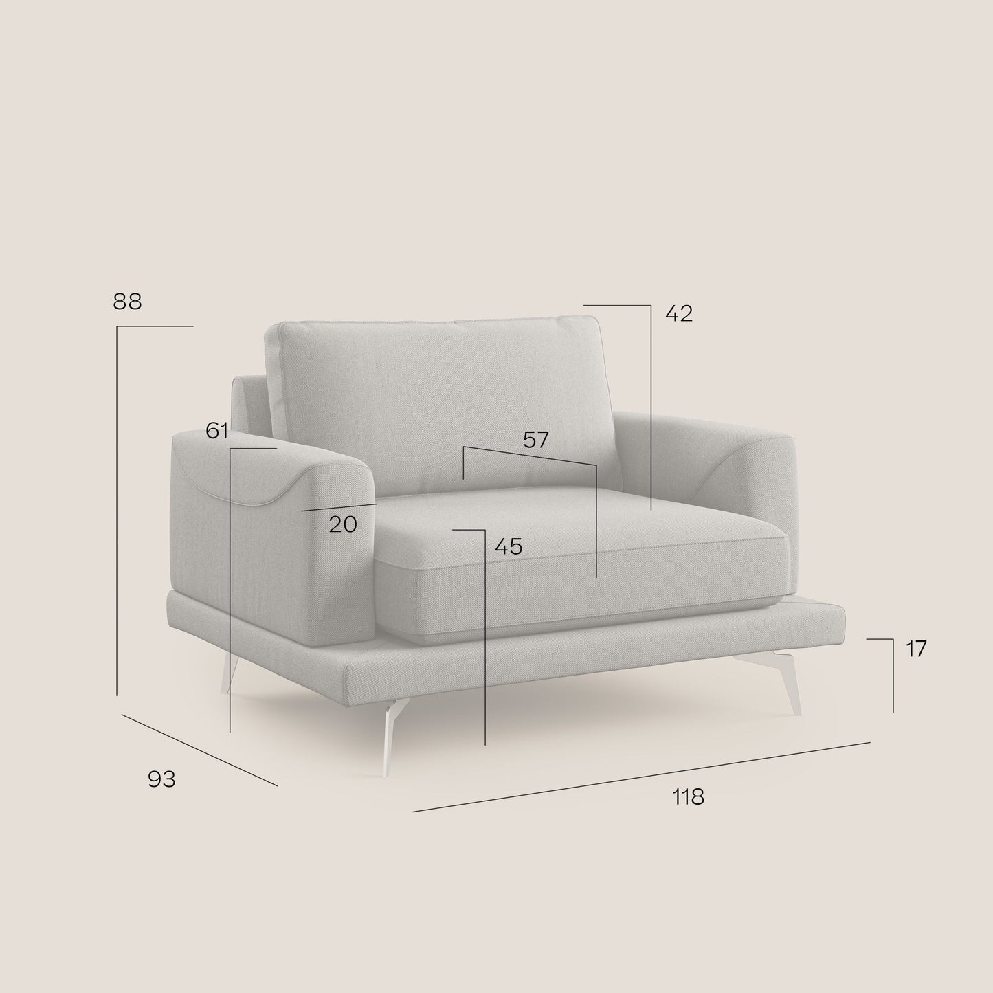 Dorian poltrona moderna in tessuto smacchiabile T05 antracite