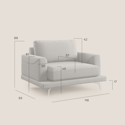 Dorian poltrona moderna in tessuto smacchiabile T05 marrone