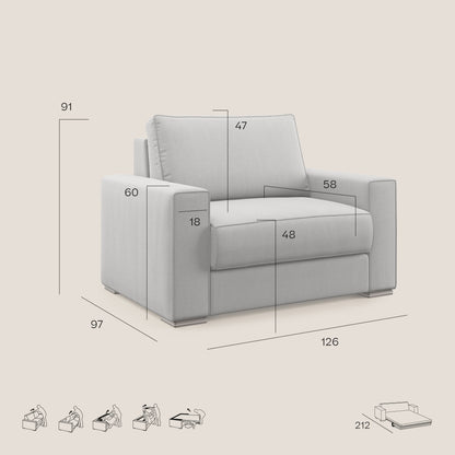 Dream poltrona letto in tessuto smacchiabile T05 giallo