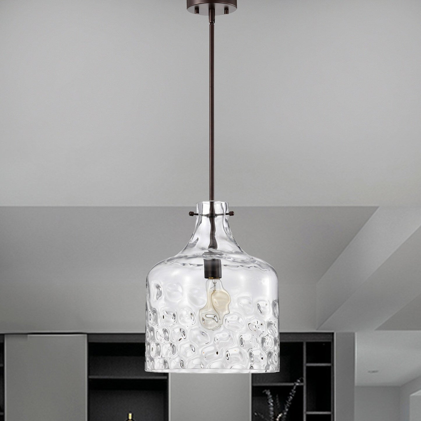 Daelan Clear Dimpled Glass Single Light Pendant Light - 12in