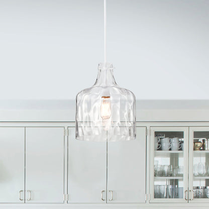 Daelan Clear Dimpled Glass Single Light Pendant Light - 12in