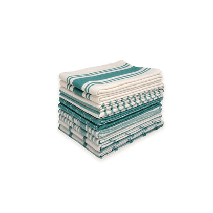 Dan River 10 Pack Cotton Flat Assorted Kitchen Towels - 18''X28''