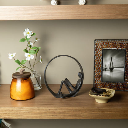 Danya B. Contemporary Encircled Reader Cast Iron Sculpture Statue - Male, Female, or Dual Bookend Options