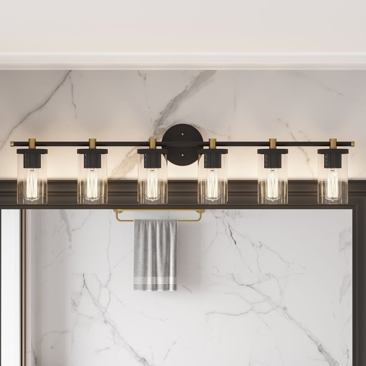 Decatur 6-light Modern Farmhouse Black/ Gold Bathroom Vanity Light with UL Certified
