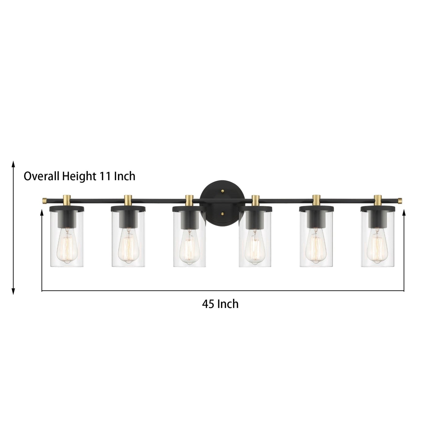 Decatur 6-light Modern Farmhouse Black/ Gold Bathroom Vanity Light with UL Certified