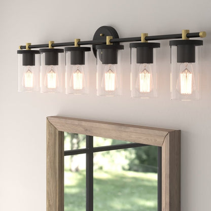 Decatur 6-light Modern Farmhouse Black/ Gold Bathroom Vanity Light with UL Certified