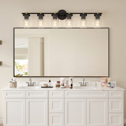 Decatur 6-light Modern Farmhouse Black/ Gold Bathroom Vanity Light with UL Certified
