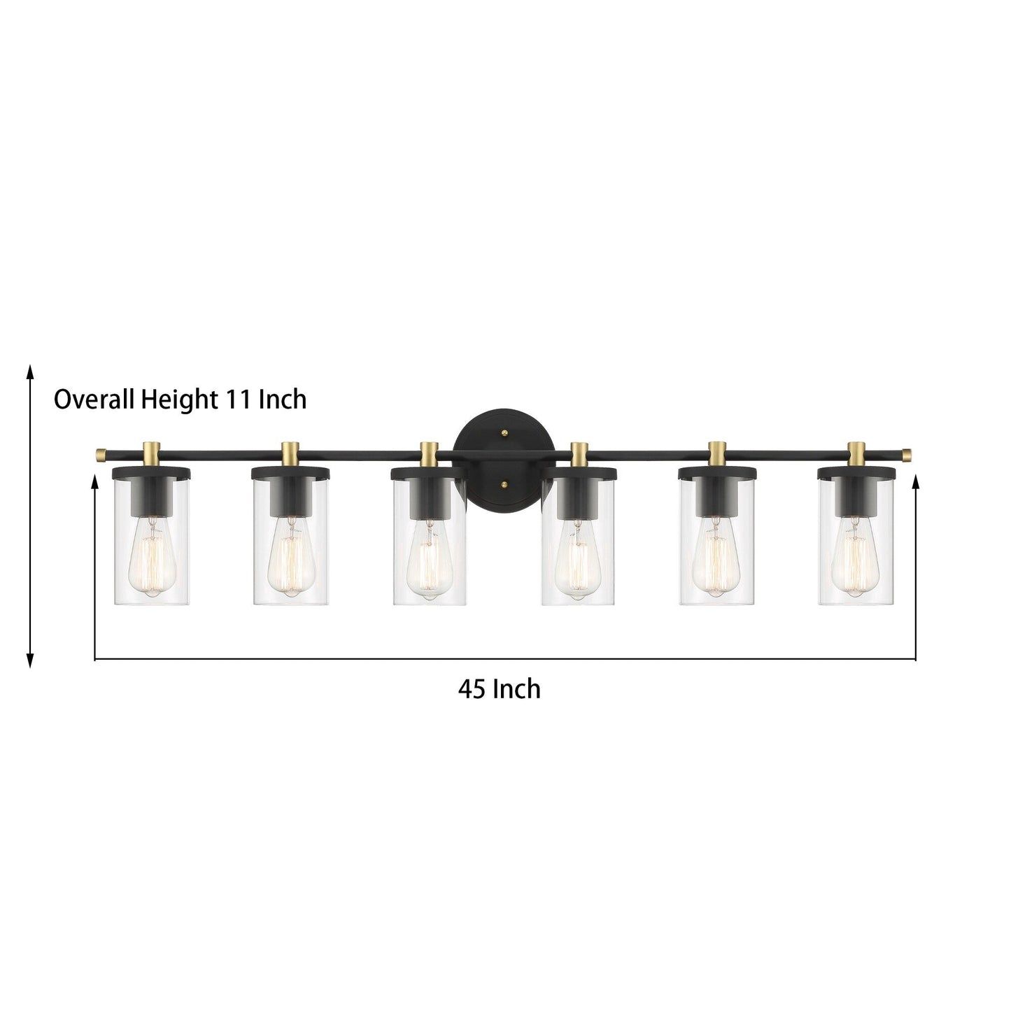 Decatur 6-light Modern Farmhouse Black/ Gold Bathroom Vanity Light with UL Certified