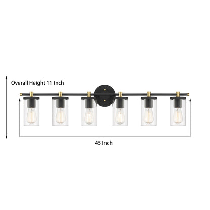 Decatur 6-light Modern Farmhouse Black/ Gold Bathroom Vanity Light with UL Certified