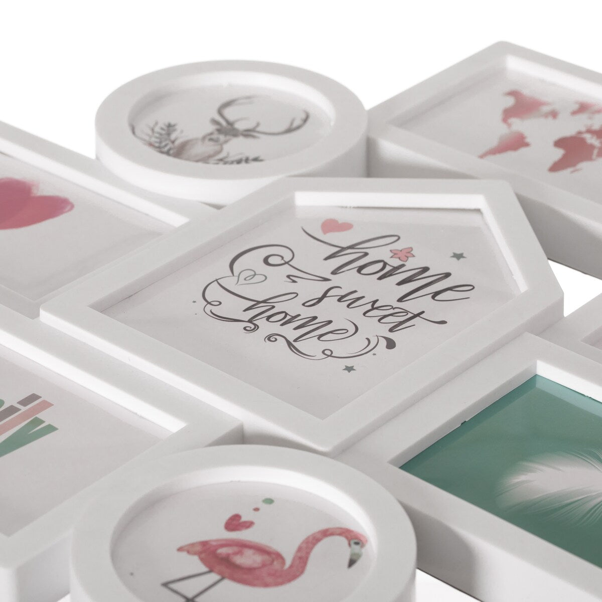 Decorative Modern Wall Mounted Multi Photo Frame Collage Picture Holder for 8 Pictures Multiple Sized, White