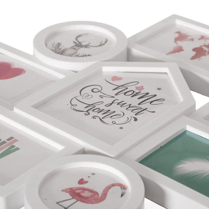 Decorative Modern Wall Mounted Multi Photo Frame Collage Picture Holder for 8 Pictures Multiple Sized, White