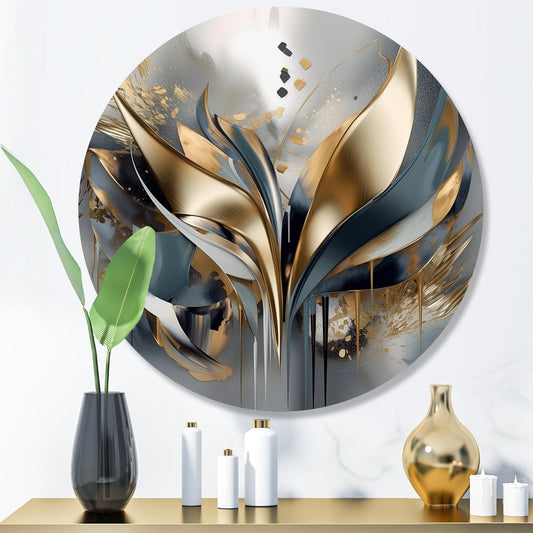 Designart Abstract Shapes And Lines IV Abstract Marble Metal Round Wall Art