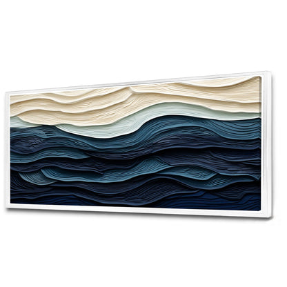 Designart Blue And White Coastal Wave S Edge Coastal Minimalism Blue Wall Decor Coastal Living Room Framed Canvas Art