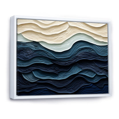 Designart Blue And White Coastal Wave S Edge Coastal Minimalism Blue Wall Decor Coastal Living Room Framed Canvas Art