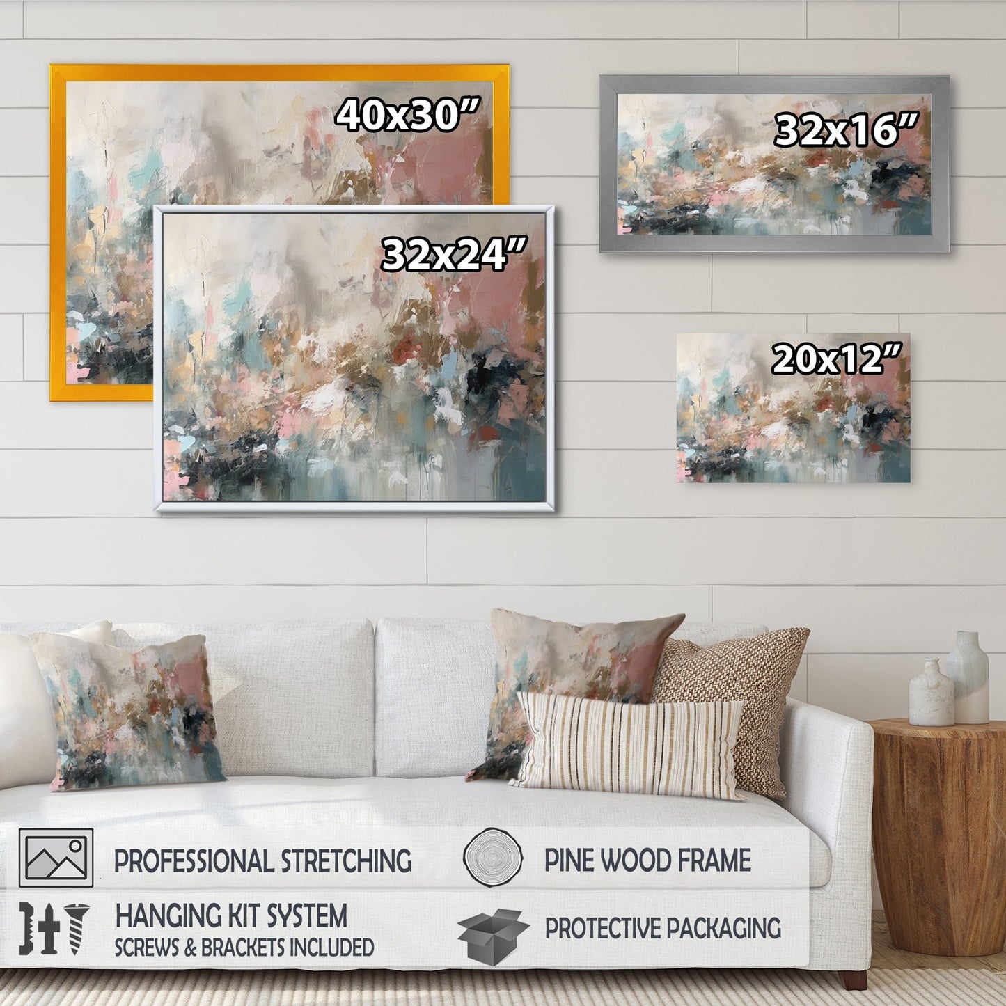Designart Brushstroke Abstract Painting I Abstract Framed Wall Art For Living Room