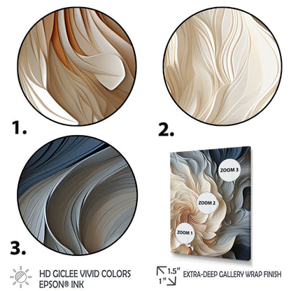 Designart White And Blue Feather Spiral II Abstract Geometric Wall Art Blue - Modern Wrapped Canvas For Hallway Décor