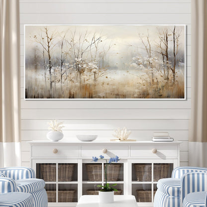 Designart Winter Meadow View Calmness II Meadow Grey Wall Decor - Traditional Bedroom Framed Canvas Wall Art