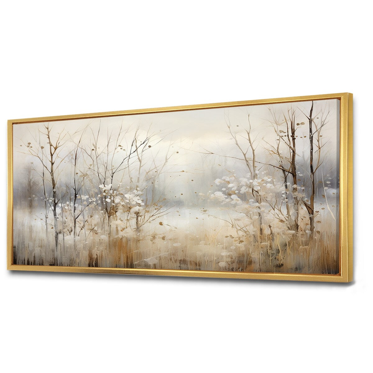 Designart Winter Meadow View Calmness II Meadow Grey Wall Decor - Traditional Bedroom Framed Canvas Wall Art