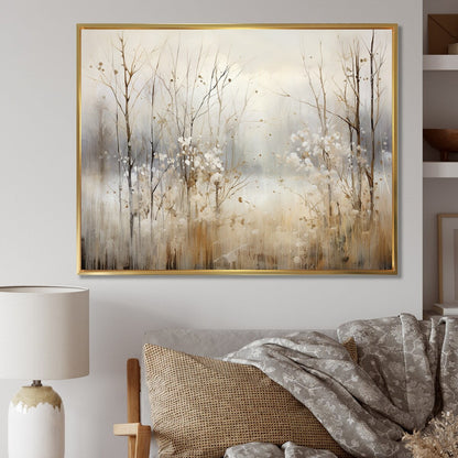 Designart Winter Meadow View Calmness II Meadow Grey Wall Decor - Traditional Bedroom Framed Canvas Wall Art