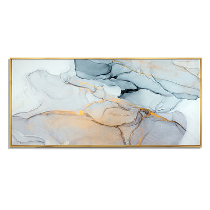 Designart Luxry Blue And Grey Marble Art Ripples II Abstract Framed Canvas Wall Art