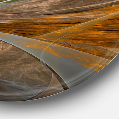 Designart 'Symmetrical Yellow Fractal Flower' Digital Art Circle Metal Artwork