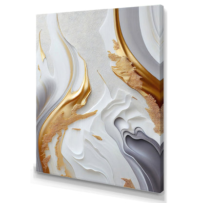 Designart 'White And Gold Marble Abstract I' Modern Canvas Wall Art