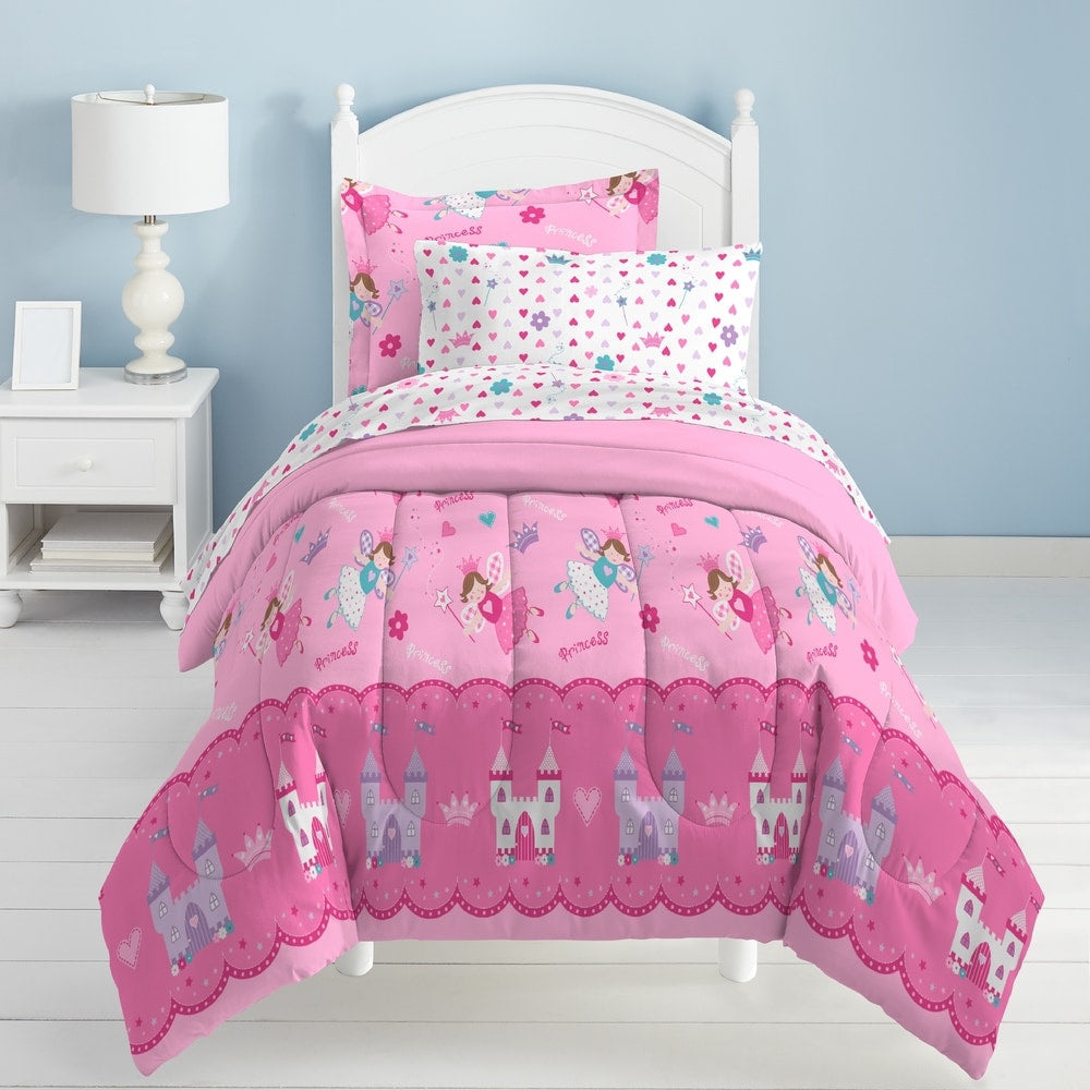 Dream Factory Butterfly Dots Pink 7-piece Bed in a Bag with Sheet Set