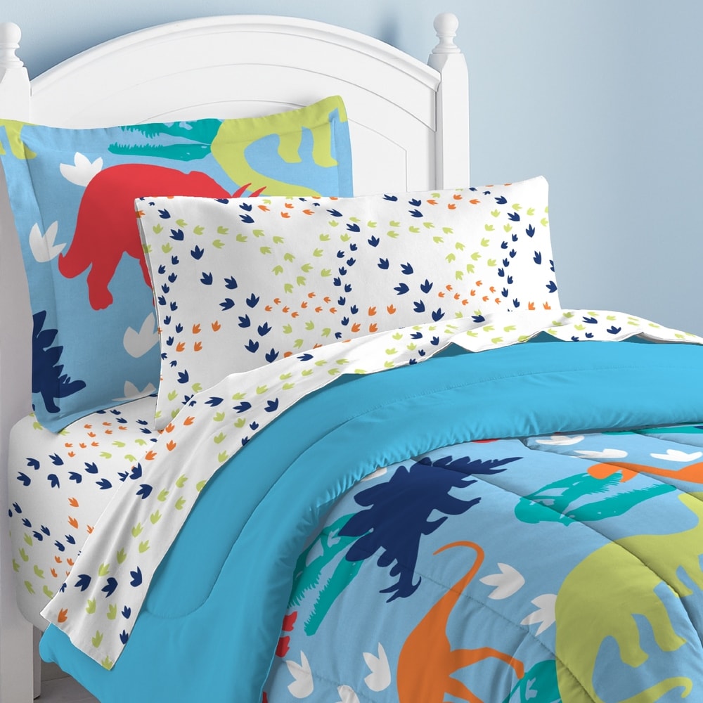 Dream Factory Dinosaur Prints Twin 5-piece Bed in a Bag with Sheet Set
