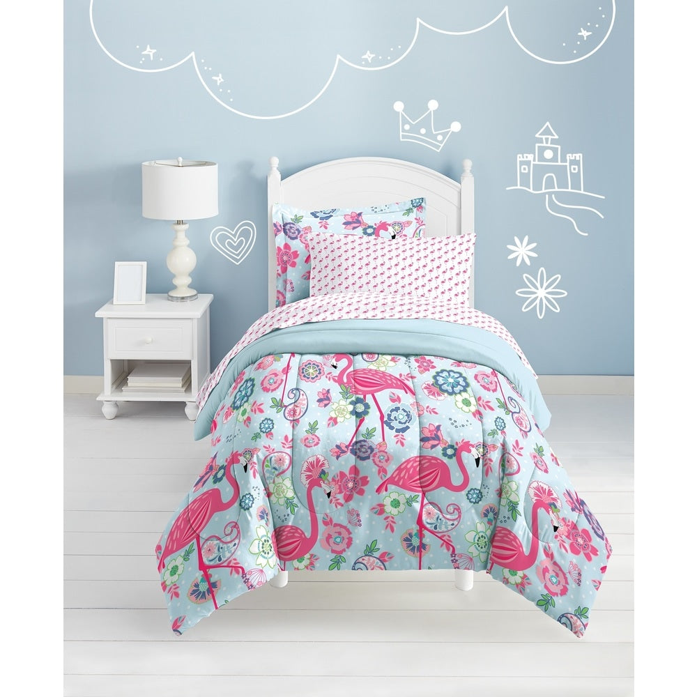 Dream Factory Flamingo 7-piece Bed in a Bag with Sheet Set