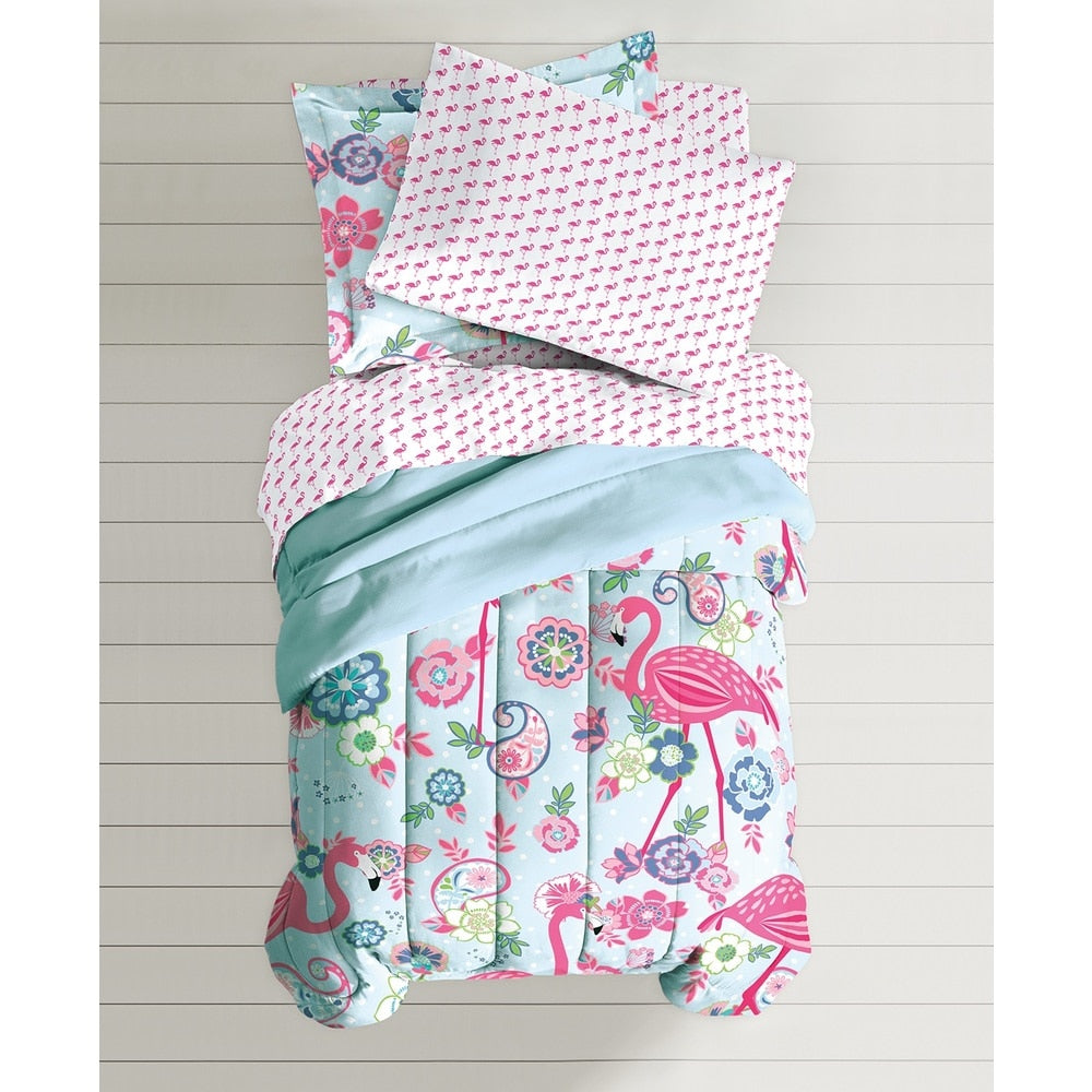 Dream Factory Flamingo 7-piece Bed in a Bag with Sheet Set