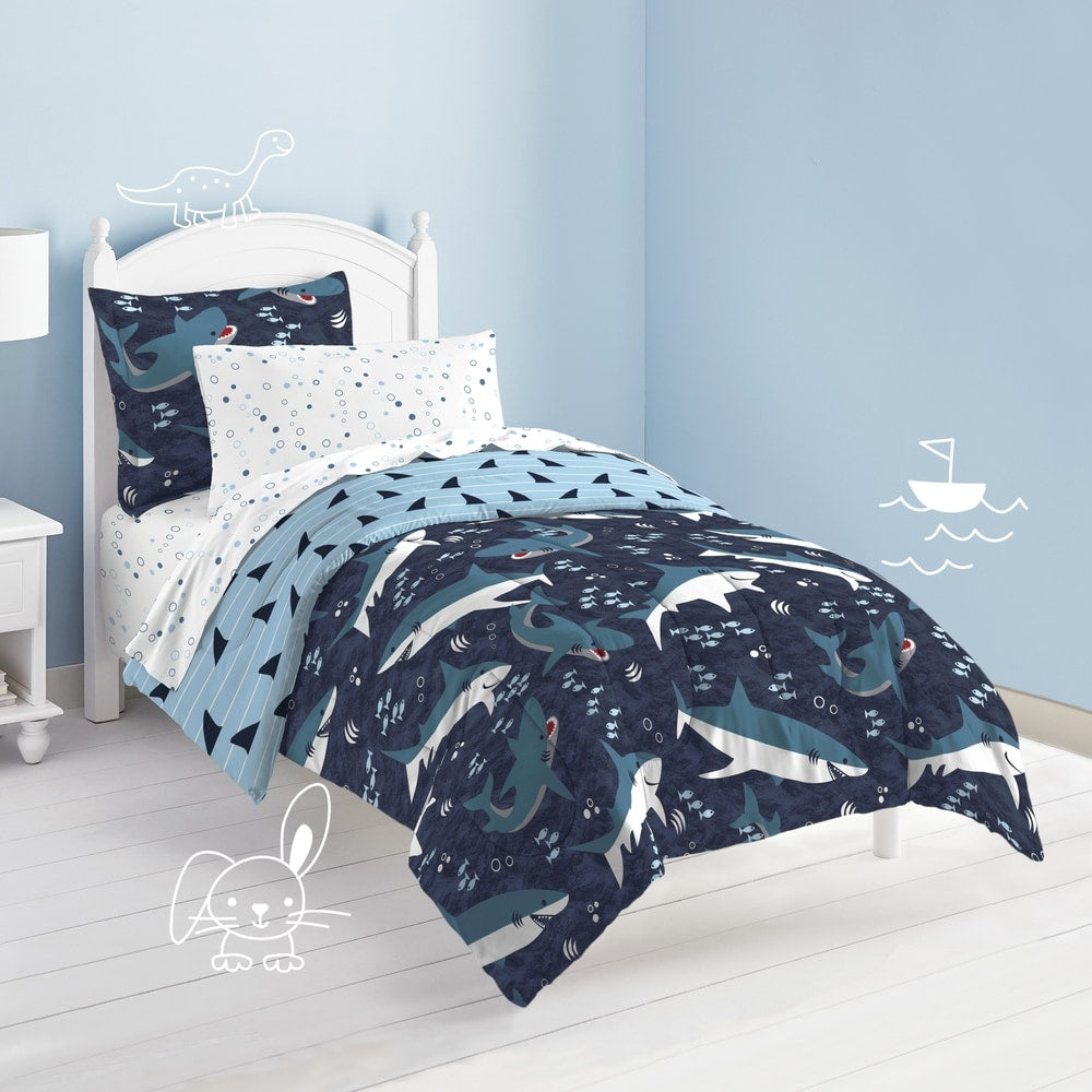 Dream Factory Sharks Microfiber Bed in a Bag with Sheet Set