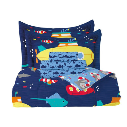 Dream Factory Submarine Microfiber Bed in a Bag with Sheet Set