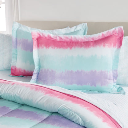 Dream Factory Tie Dye Stripe Microfiber Bed in a Bag with Sheet Set