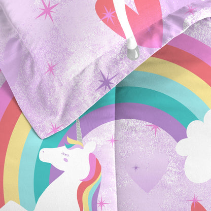 Dream Factory Unicorn Rainbow 7-piece Microfiber Bed in a Bag with Sheet Set