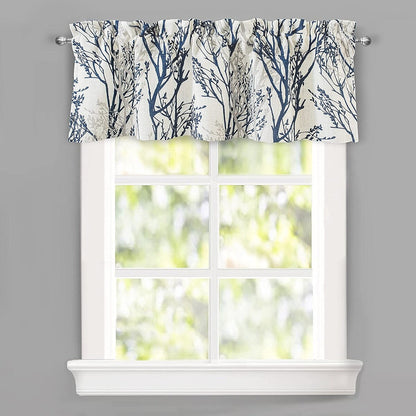 DriftAway Tree Branch Linen Blend Abstract Ink Printing Lined Window Curtain Valance