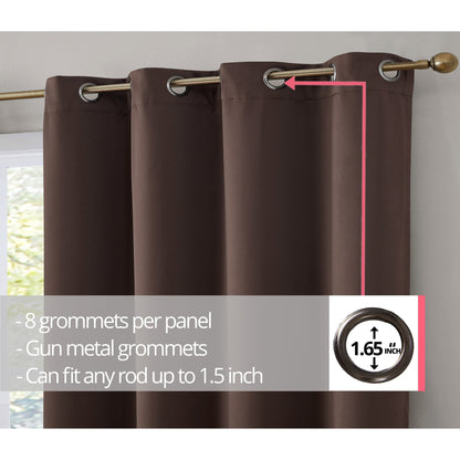 Dakota Complete Blackout Drapery Heavy Thermal Insulated Efficient Window Curtain Grommet Panels, 2 Panels