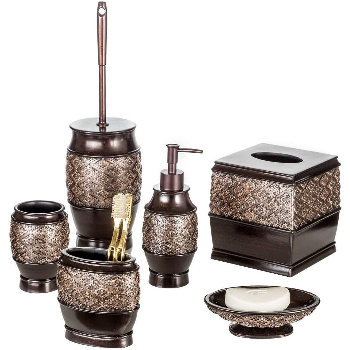 Creative Scents Dublin Brown Bathroom Accessories Set - 6-Piece