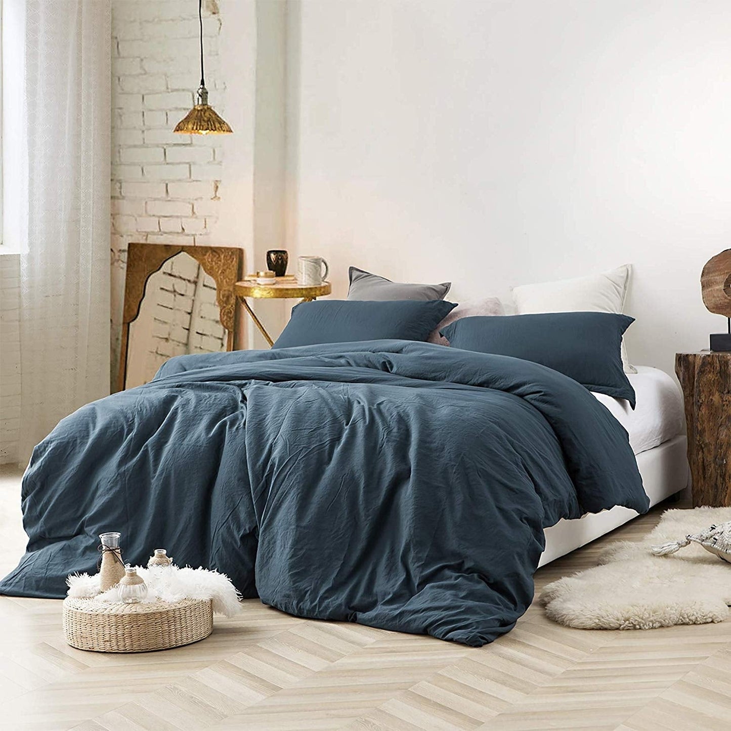 Natural Loft King Solid Duvet Cover Set
