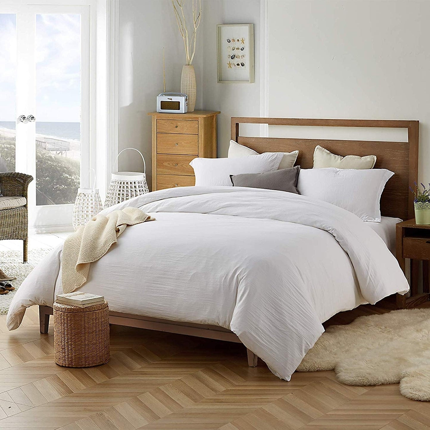 Natural Loft King Solid Duvet Cover Set