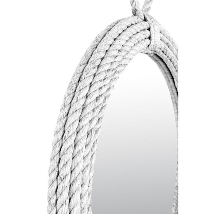 White Manila Rope Round Wall Mirror by East at Main