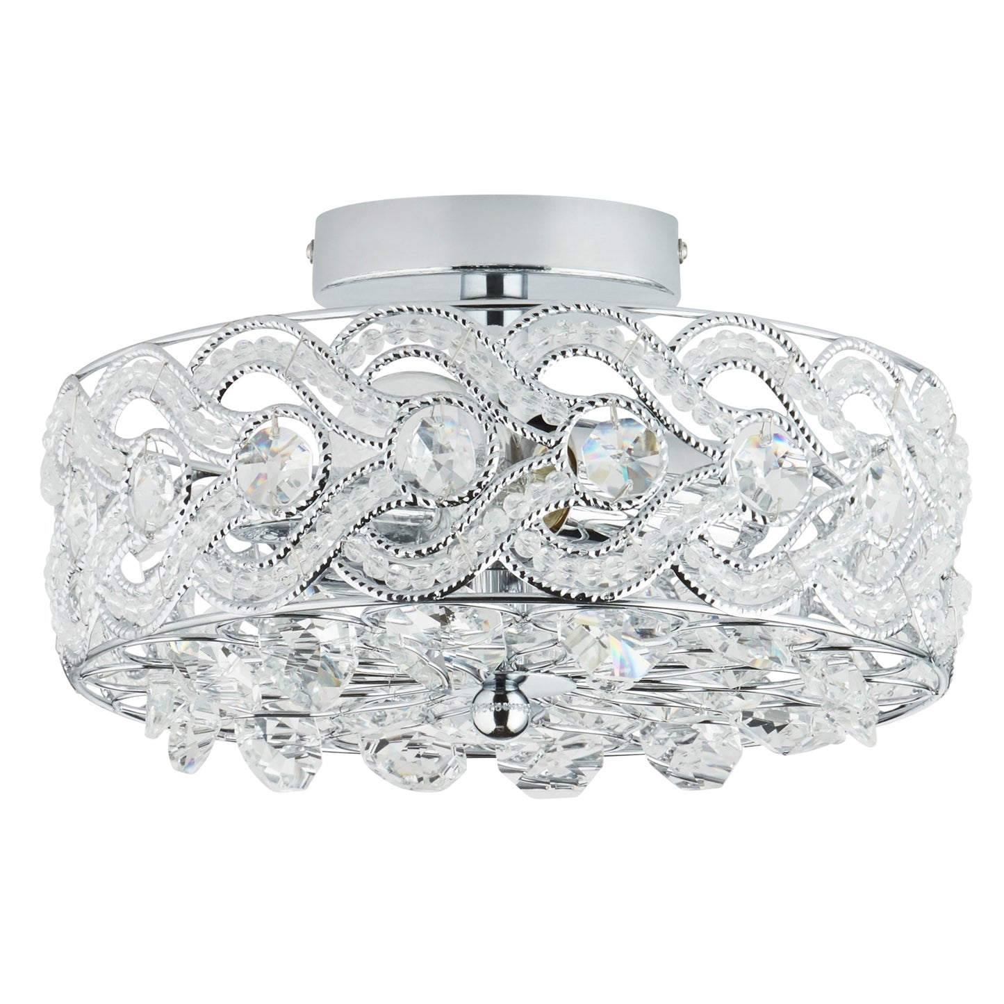 River of Goods Olivia Braided Metal and Crystal 11.5-inch Semi-Flush Mount Ceiling Light - 11.5 x 11.5 x 6.375