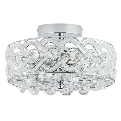 River of Goods Olivia Braided Metal and Crystal 11.5-inch Semi-Flush Mount Ceiling Light - 11.5 x 11.5 x 6.375
