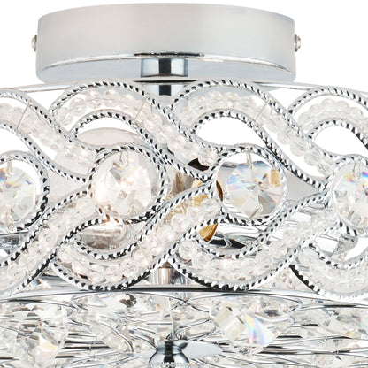 River of Goods Olivia Braided Metal and Crystal 11.5-inch Semi-Flush Mount Ceiling Light - 11.5 x 11.5 x 6.375