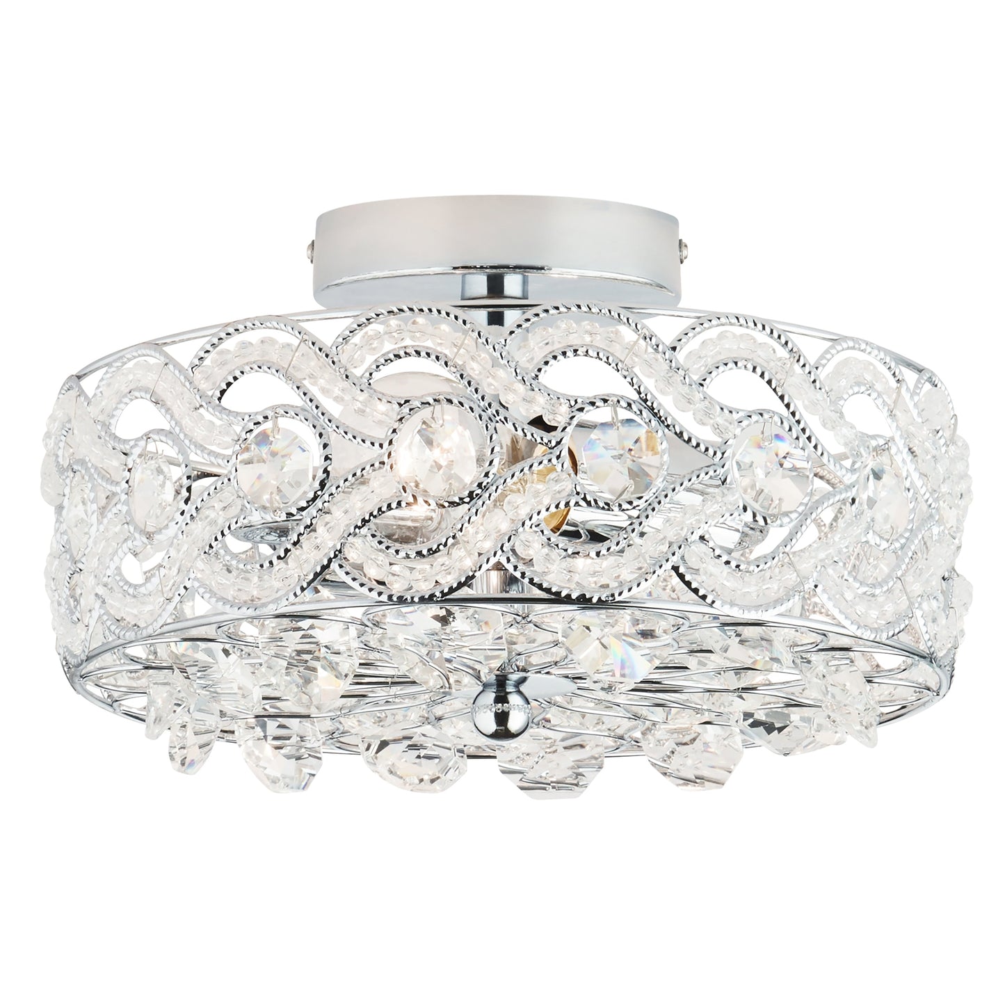 River of Goods Olivia Braided Metal and Crystal 11.5-inch Semi-Flush Mount Ceiling Light - 11.5 x 11.5 x 6.375
