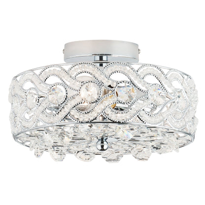 River of Goods Olivia Braided Metal and Crystal 11.5-inch Semi-Flush Mount Ceiling Light - 11.5 x 11.5 x 6.375
