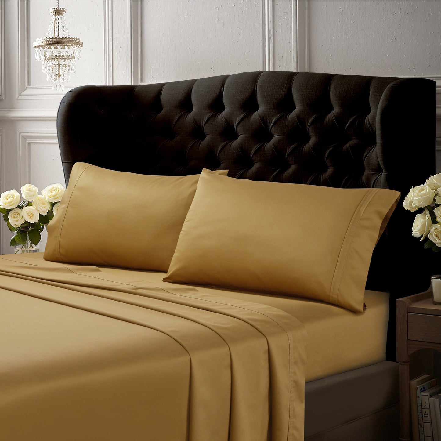 Egyptian Cotton 500 Thread Count Extra Deep Pocket Solid Bed Sheet Set