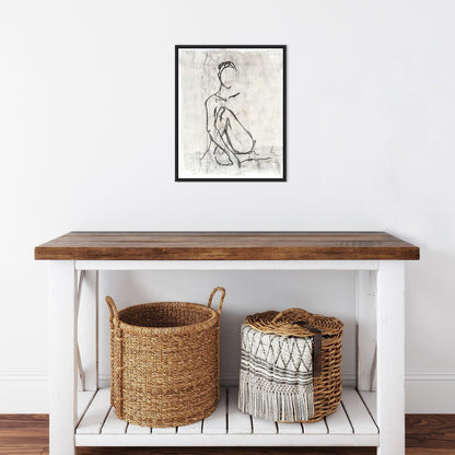 Embellished Nude Contour Sketch II by Ethan Harper Framed Canvas Wall Art Print
