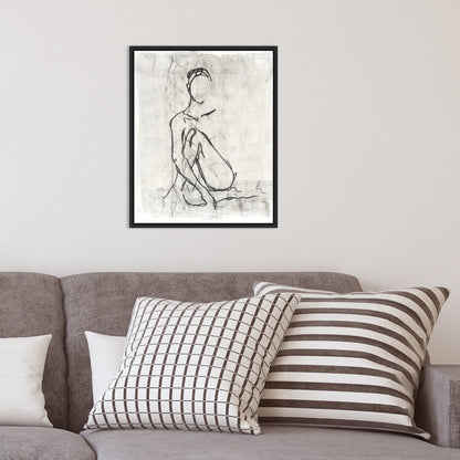 Embellished Nude Contour Sketch II by Ethan Harper Framed Canvas Wall Art Print