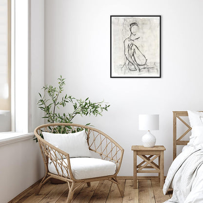 Embellished Nude Contour Sketch II by Ethan Harper Framed Canvas Wall Art Print