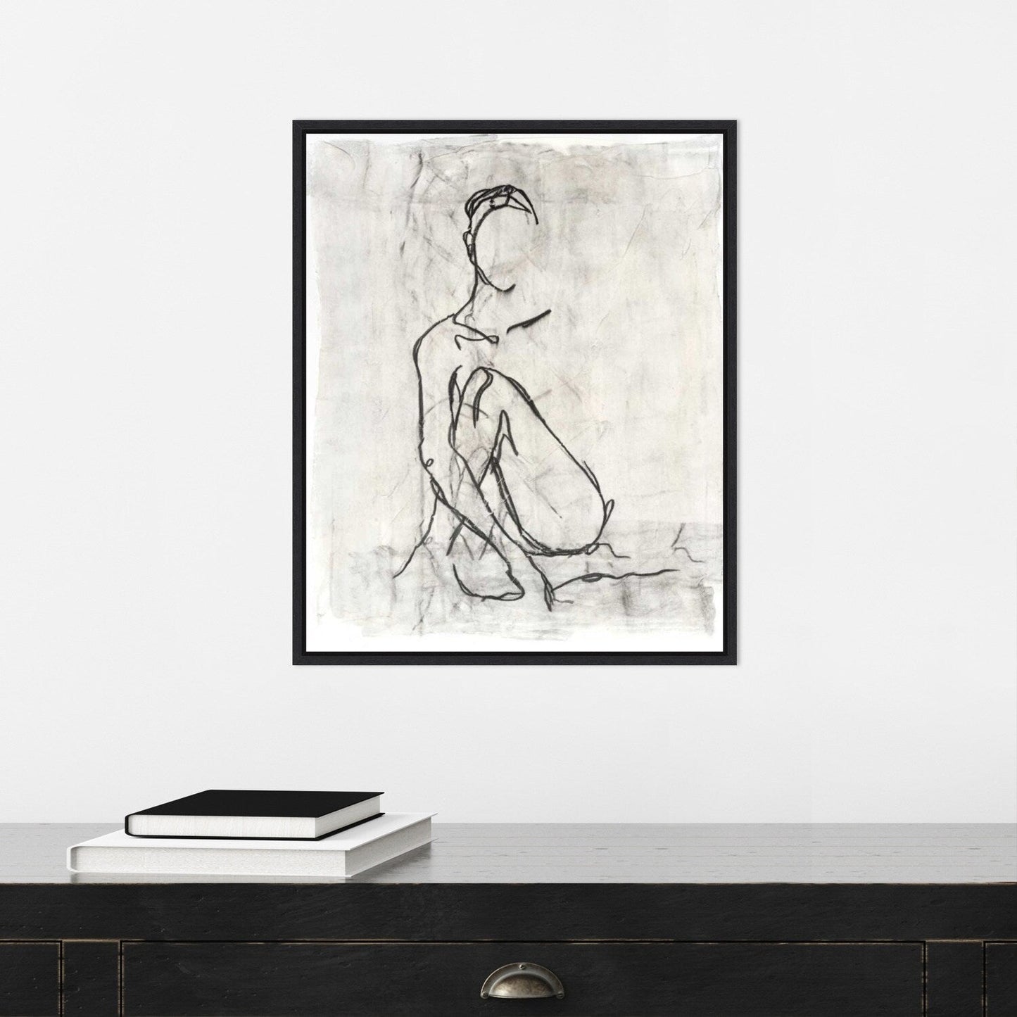Embellished Nude Contour Sketch II by Ethan Harper Framed Canvas Wall Art Print